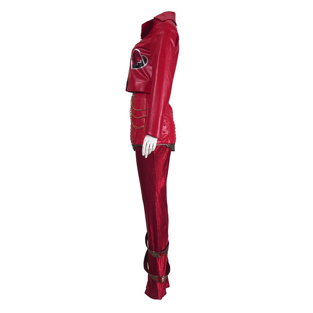 Descendants: Wicked Wonderland Red Women Red Heart-print Cosplay Costume Halloween Carnival Outfit