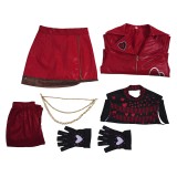 Descendants: Wicked Wonderland Red Women Red Heart-print Cosplay Costume Halloween Carnival Outfit