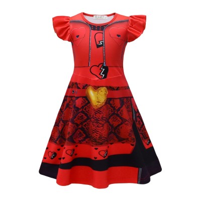 Descendants: The Rise of Red Princess Red Kids Girls Dress Suit Cosplay Costume Halloween Carnival Outfit
