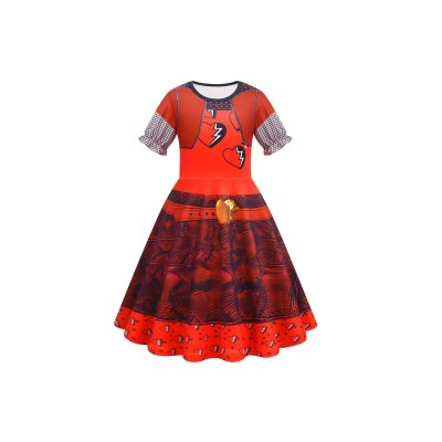 Descendants: The Rise of Red Kids Girls Red Set Suit Cosplay Costume Halloween Carnival Outfit
