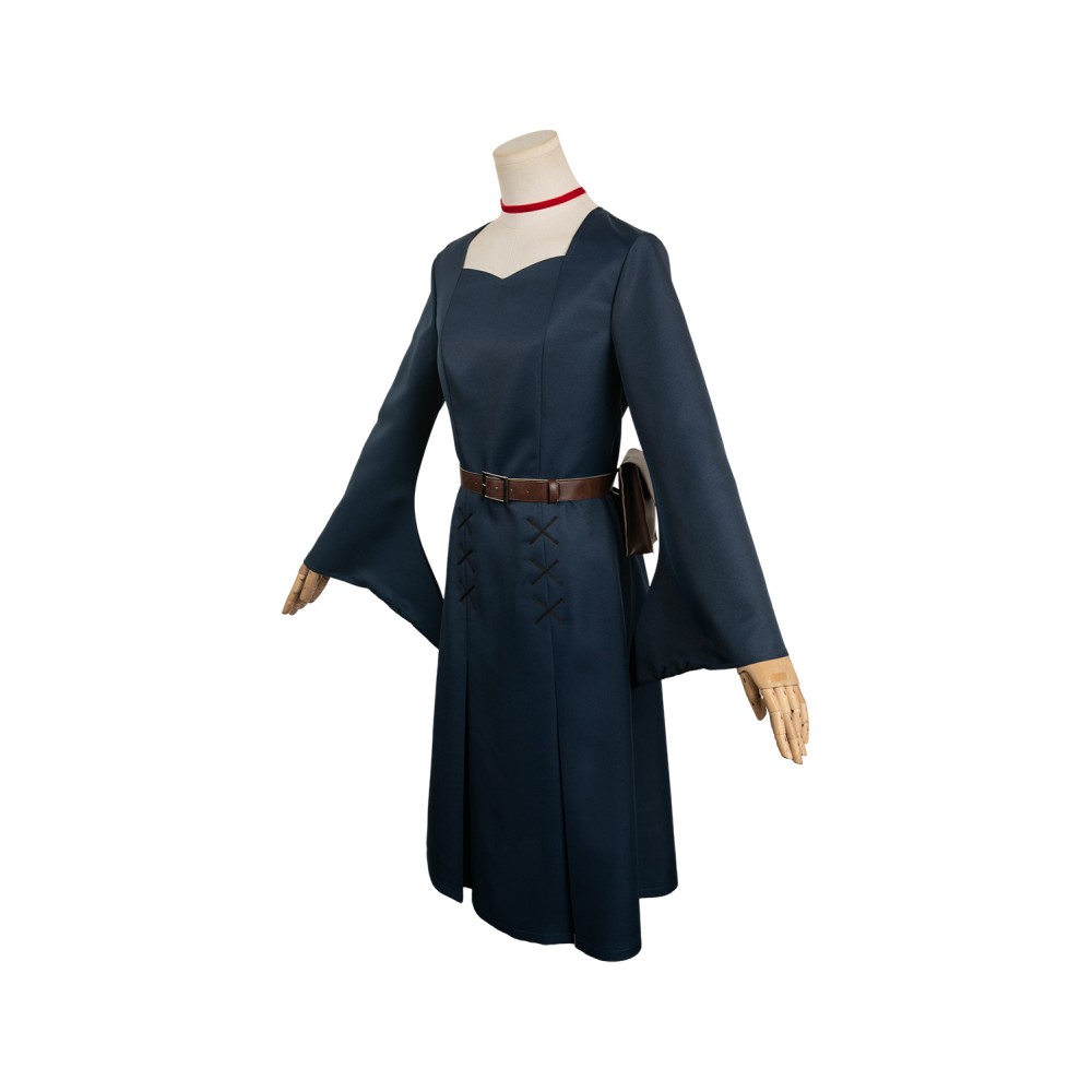 Delicious in Dungeon Marcille Donato Dark Blue Dress Set Suit Cosplay Costume Halloween Carnival Outfit
