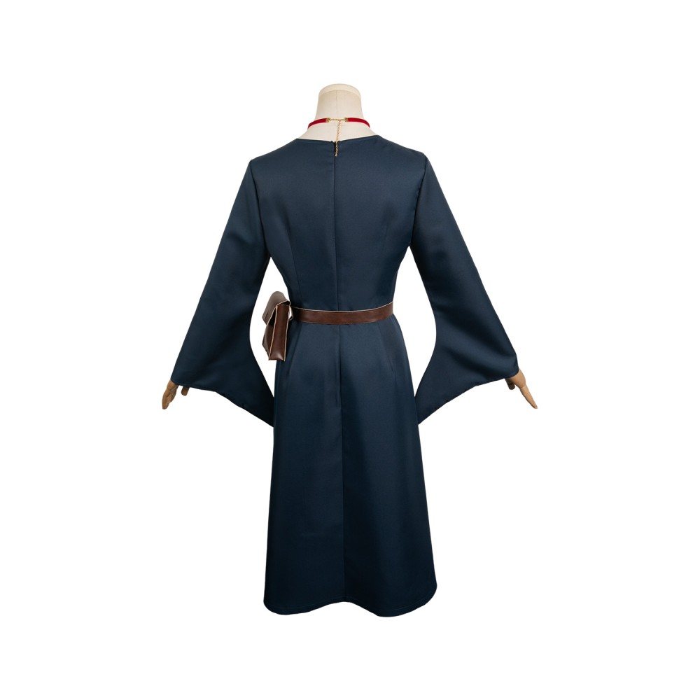 Delicious in Dungeon Marcille Donato Dark Blue Dress Set Suit Cosplay Costume Halloween Carnival Outfit