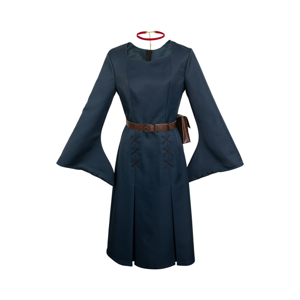 Delicious in Dungeon Marcille Donato Dark Blue Dress Set Suit Cosplay Costume Halloween Carnival Outfit
