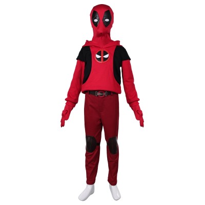 DP Wade Wilson Kids Children Hoodie Set Suit Cosplay Costume Halloween Carnival Outfit