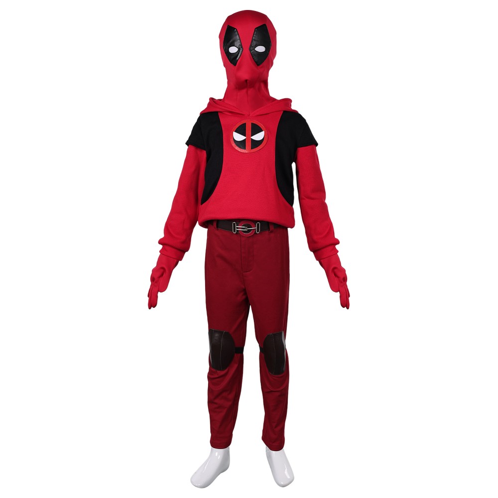 DP Wade Wilson Kids Children Hoodie Set Suit Cosplay Costume Halloween Carnival Outfit
