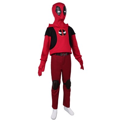 DP Wade Wilson Kids Children Hoodie Set Suit Cosplay Costume Halloween Carnival Outfit
