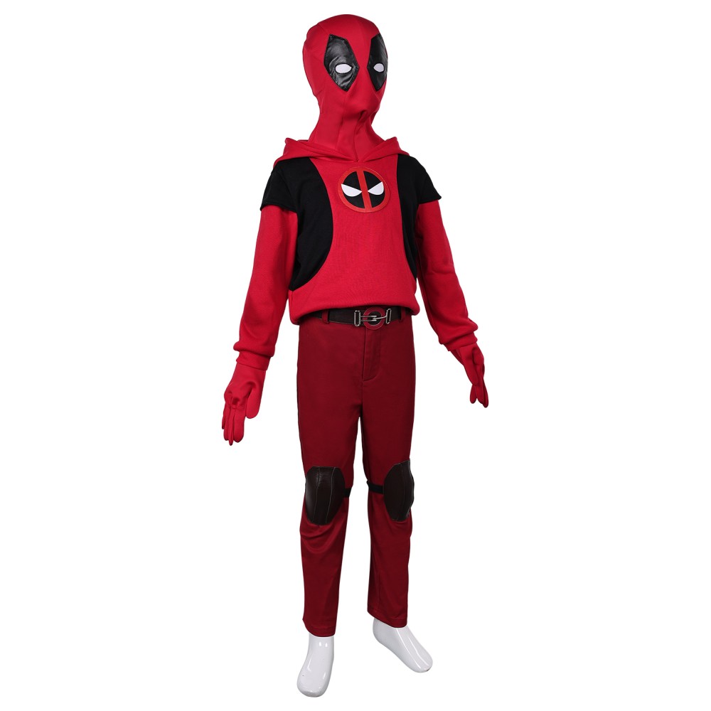 DP Wade Wilson Kids Children Hoodie Set Suit Cosplay Costume Halloween Carnival Outfit