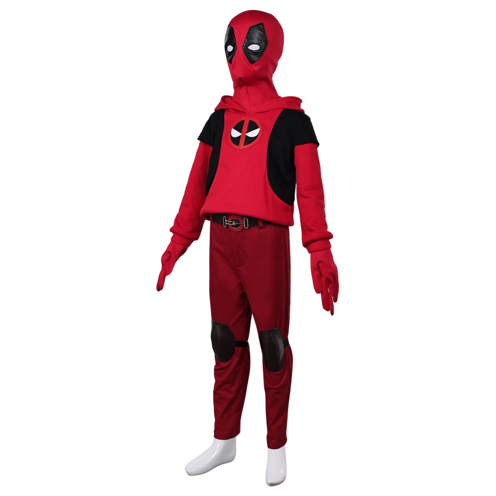 DP Wade Wilson Kids Children Hoodie Set Suit Cosplay Costume Halloween Carnival Outfit