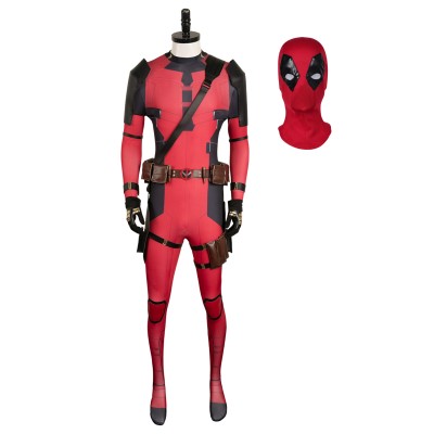 DP Wade Wilson Red Battle Jumpsuit Full Set Suit Cosplay Costume Halloween Carnival Outfit