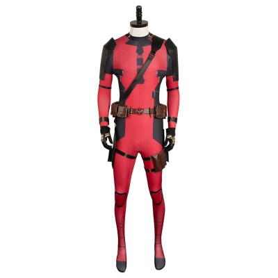 DP Wade Wilson Red Battle Jumpsuit Full Set Suit Cosplay Costume Halloween Carnival Outfit