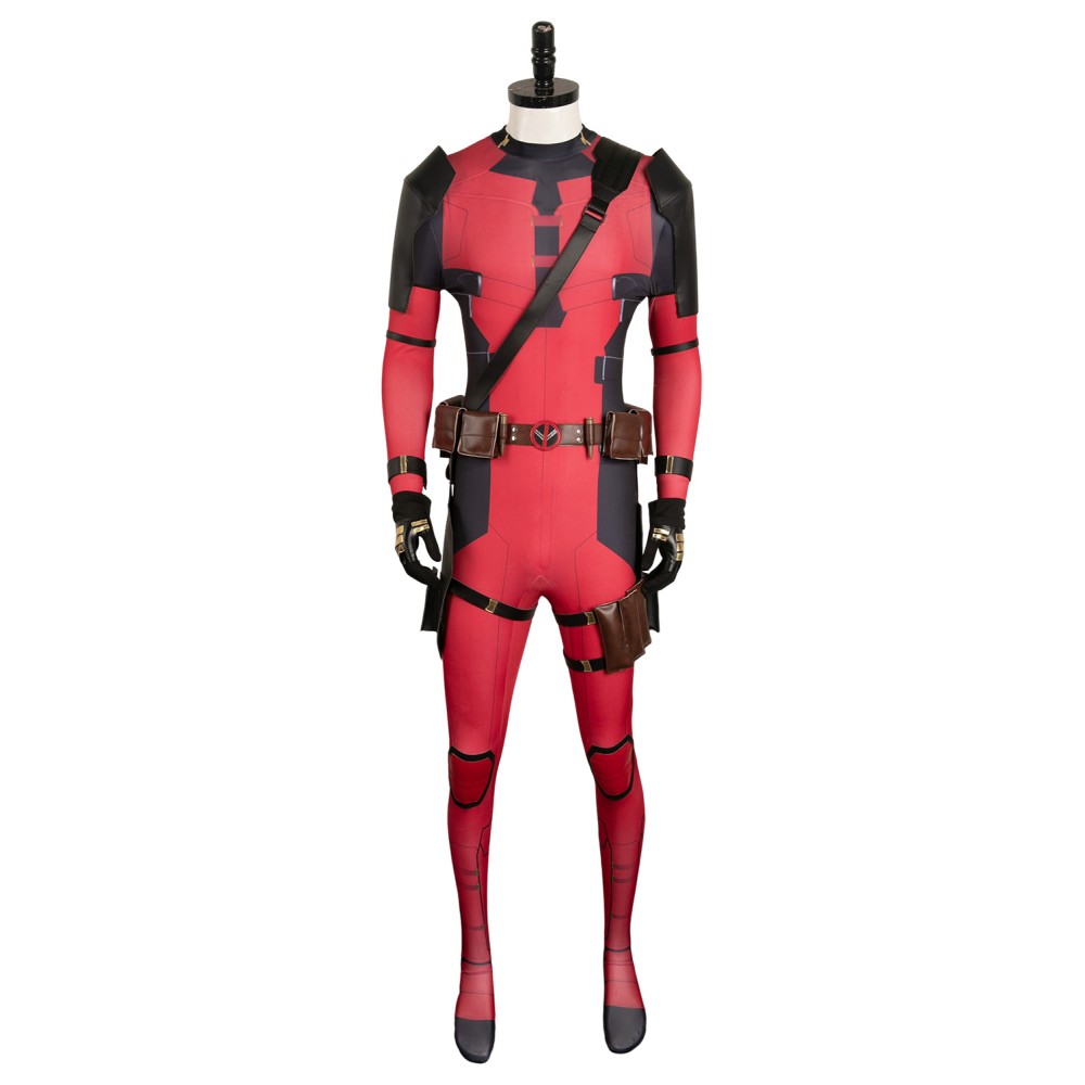 DP Wade Wilson Red Battle Jumpsuit Full Set Suit Cosplay Costume Halloween Carnival Outfit