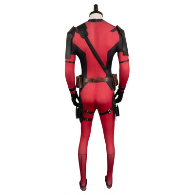 DP Wade Wilson Red Battle Jumpsuit Full Set Suit Cosplay Costume Halloween Carnival Outfit