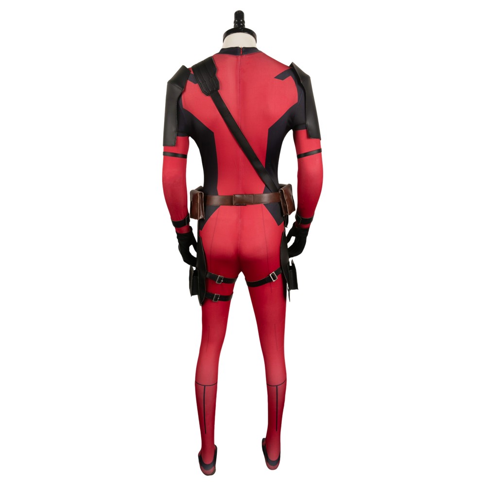 DP Wade Wilson Red Battle Jumpsuit Full Set Suit Cosplay Costume Halloween Carnival Outfit
