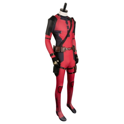 DP Wade Wilson Red Battle Jumpsuit Full Set Suit Cosplay Costume Halloween Carnival Outfit