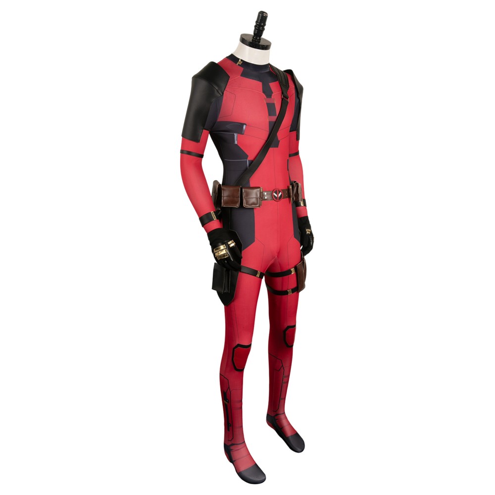 DP Wade Wilson Red Battle Jumpsuit Full Set Suit Cosplay Costume Halloween Carnival Outfit