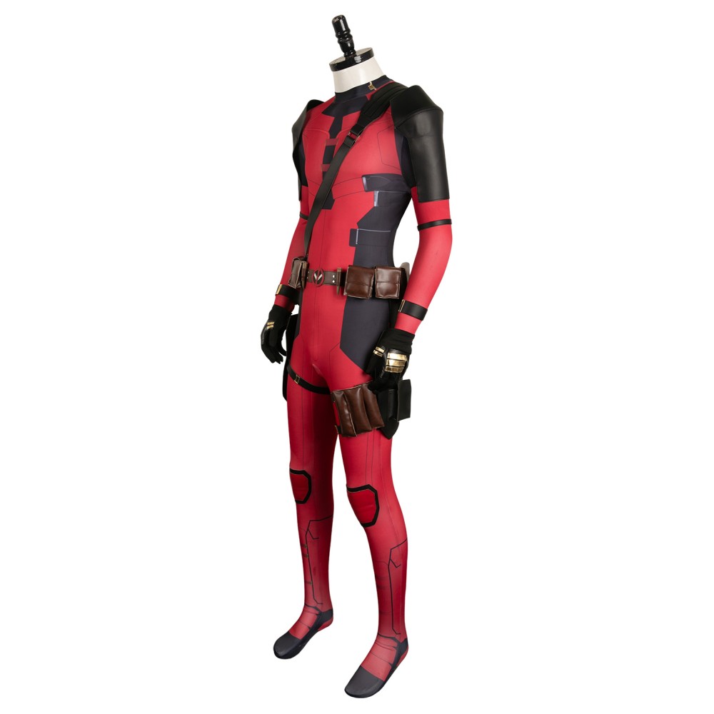 DP Wade Wilson Red Battle Jumpsuit Full Set Suit Cosplay Costume Halloween Carnival Outfit