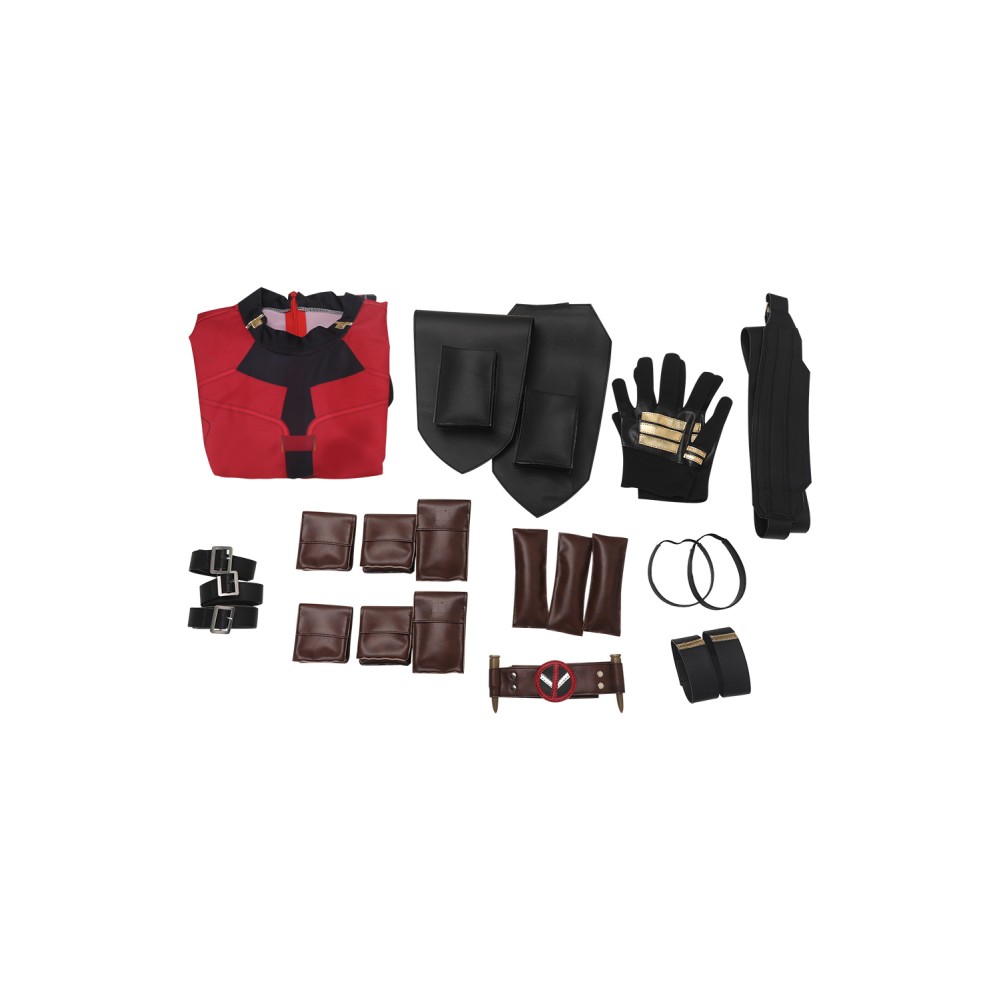 DP Wade Wilson Red Battle Jumpsuit Full Set Suit Cosplay Costume Halloween Carnival Outfit