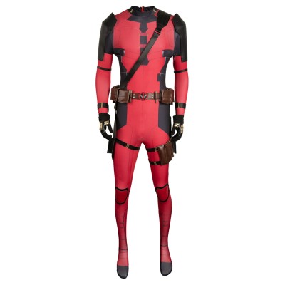 DP Wade Wilson Red Battle Jumpsuit Full Set Suit Cosplay Costume Halloween Carnival Outfit
