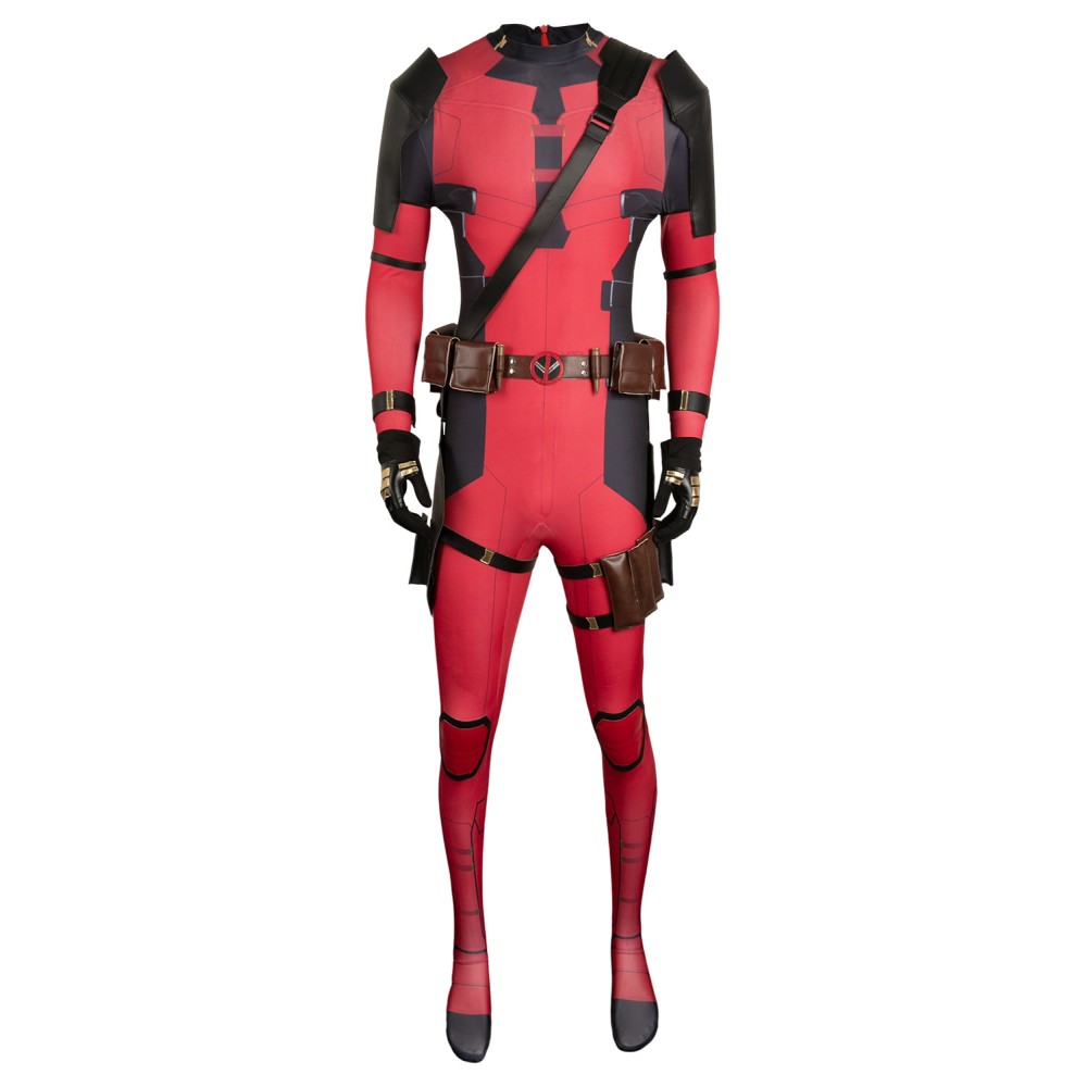 DP Wade Wilson Red Battle Jumpsuit Full Set Suit Cosplay Costume Halloween Carnival Outfit