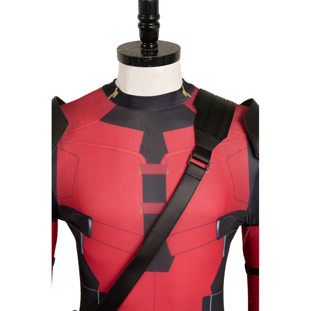 DP Wade Wilson Red Battle Jumpsuit Full Set Suit Cosplay Costume Halloween Carnival Outfit