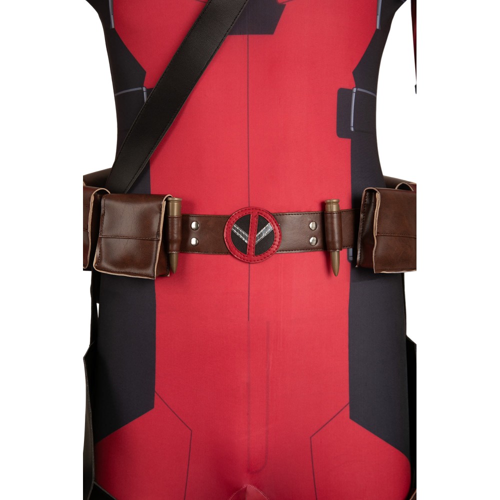 DP Wade Wilson Red Battle Jumpsuit Full Set Suit Cosplay Costume Halloween Carnival Outfit