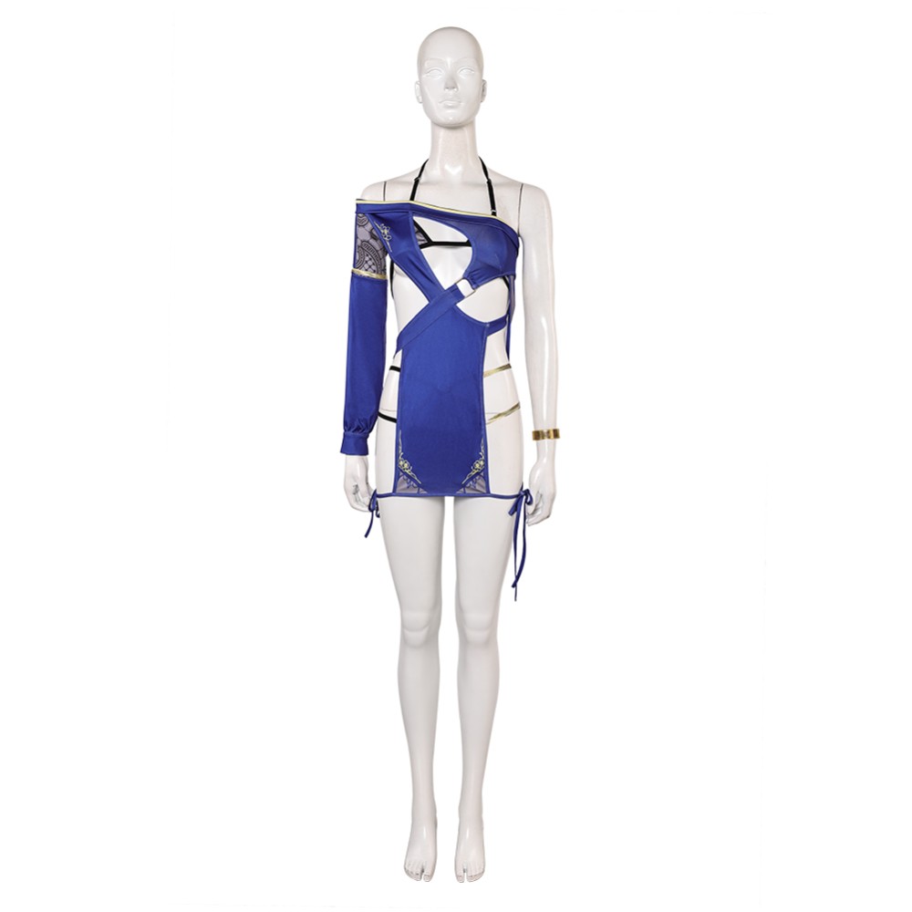 Dead or Alive Monika Women Blue Swimsuit Cosplay Costume Halloween Carnival Outfit