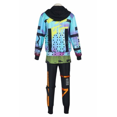 Dead by Daylight Jake Park Blue Top Pants Set Suit Cosplay Costume Halloween Carnival Outfit