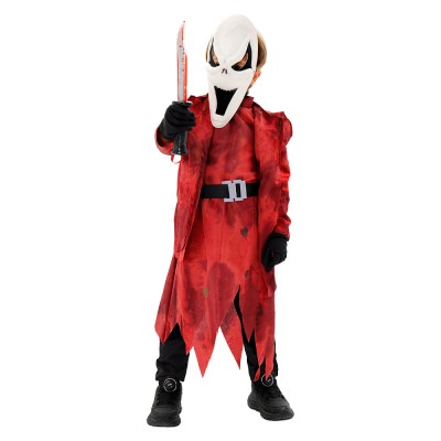 Dead by Daylight Ghost Face Kids Children Red Coat Mask Set Party Cosplay Costume Halloween Carnival