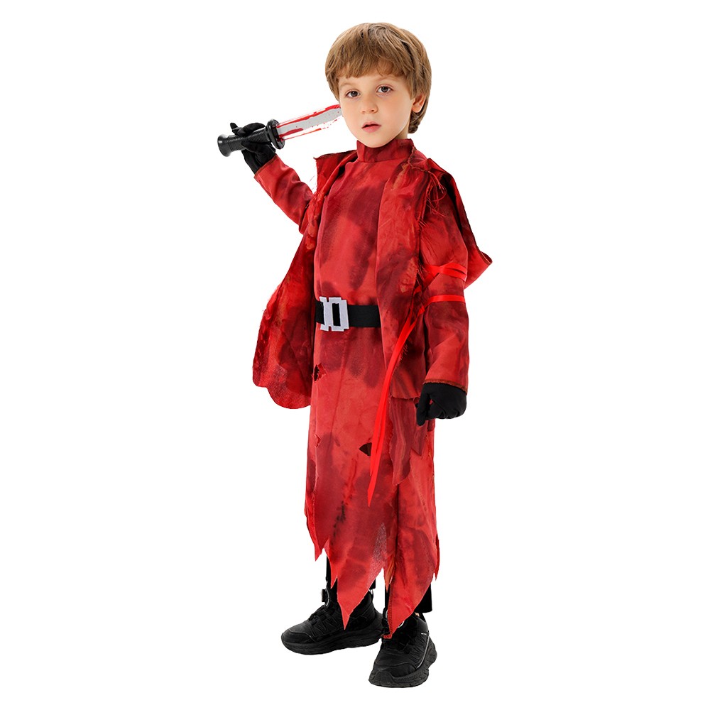 Dead by Daylight Ghost Face Kids Children Red Coat Mask Set Party Cosplay Costume Halloween Carnival