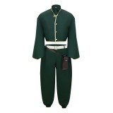 Dead Account Souji Enishiro Dark Green Cosplay Costume Halloween Carnival Outfit
