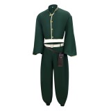 Dead Account Souji Enishiro Dark Green Cosplay Costume Halloween Carnival Outfit