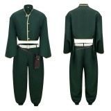 Dead Account Souji Enishiro Dark Green Cosplay Costume Halloween Carnival Outfit