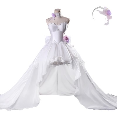 DATE A LIVE Tokisaki Kurumi Women White Wedding Dress Cosplay Costume Halloween Carnival Outfit
