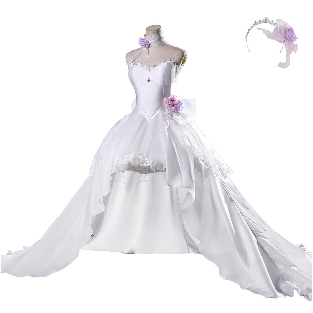 DATE A LIVE Tokisaki Kurumi Women White Wedding Dress Cosplay Costume Halloween Carnival Outfit