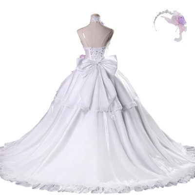 DATE A LIVE Tokisaki Kurumi Women White Wedding Dress Cosplay Costume Halloween Carnival Outfit