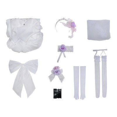 DATE A LIVE Tokisaki Kurumi Women White Wedding Dress Cosplay Costume Halloween Carnival Outfit