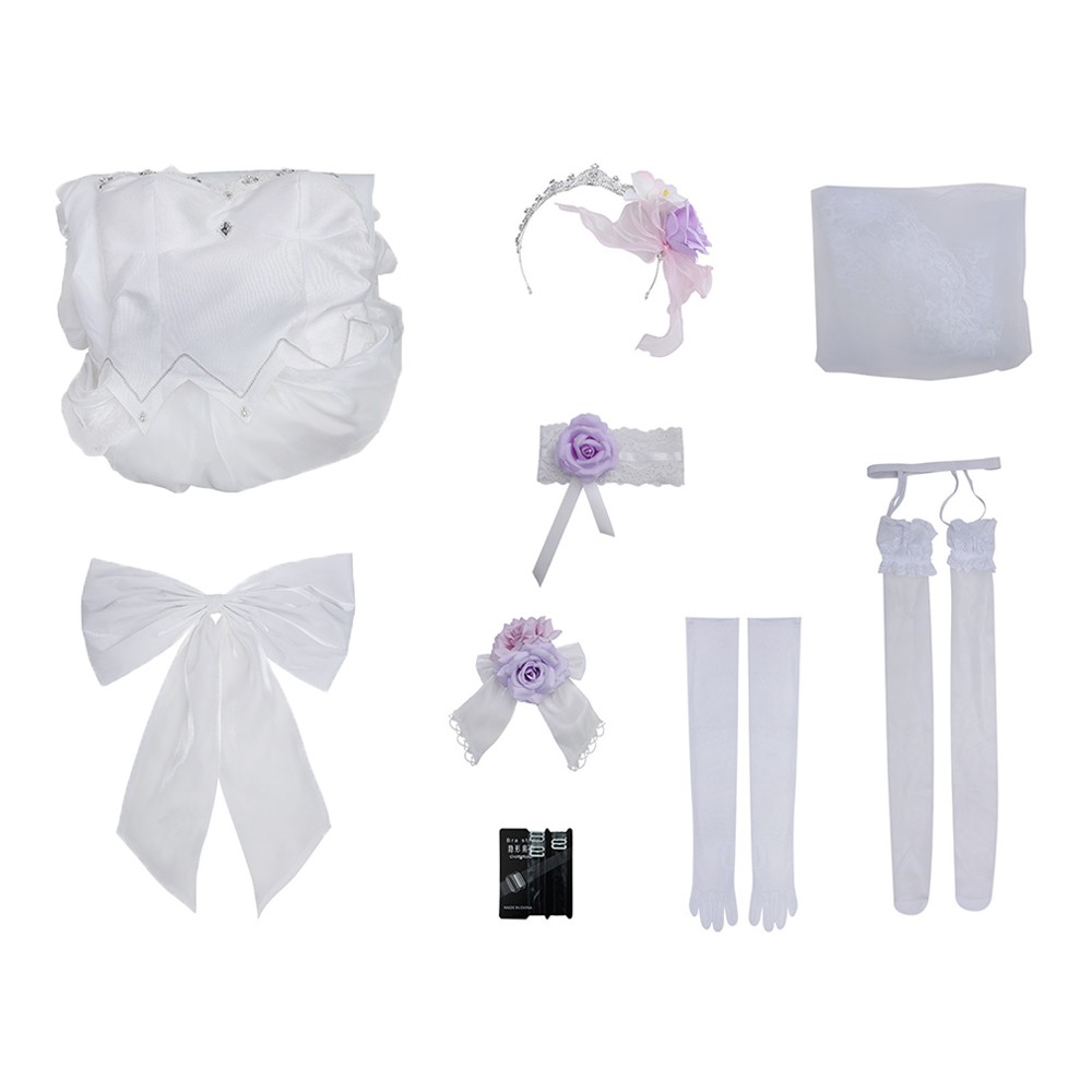 DATE A LIVE Tokisaki Kurumi Women White Wedding Dress Cosplay Costume Halloween Carnival Outfit