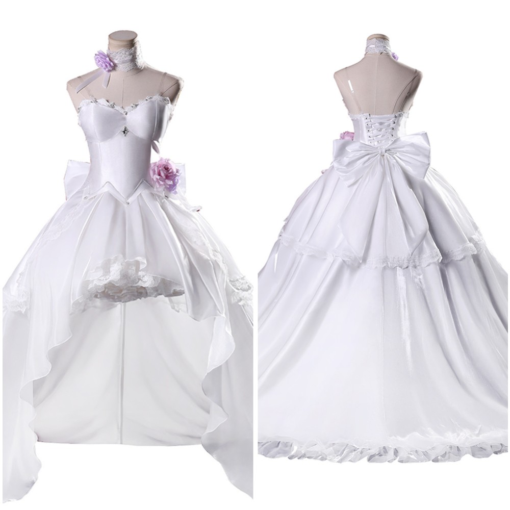 DATE A LIVE Tokisaki Kurumi Women White Wedding Dress Cosplay Costume Halloween Carnival Outfit