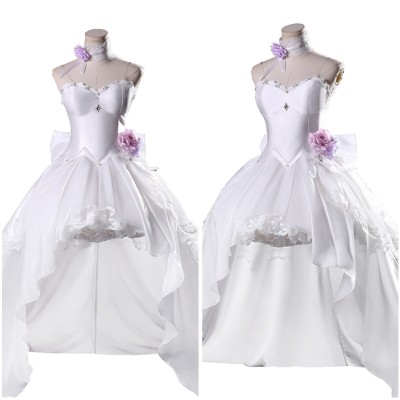 DATE A LIVE Tokisaki Kurumi Women White Wedding Dress Cosplay Costume Halloween Carnival Outfit
