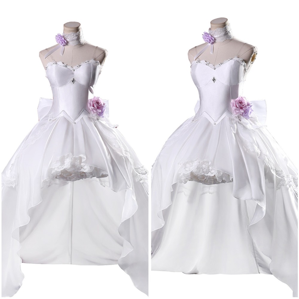 DATE A LIVE Tokisaki Kurumi Women White Wedding Dress Cosplay Costume Halloween Carnival Outfit