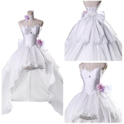 DATE A LIVE Tokisaki Kurumi Women White Wedding Dress Cosplay Costume Halloween Carnival Outfit