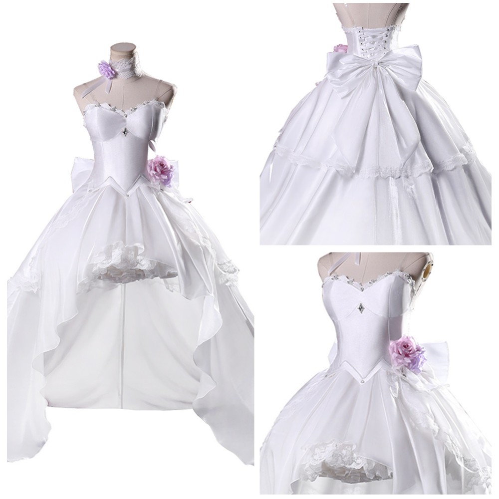 DATE A LIVE Tokisaki Kurumi Women White Wedding Dress Cosplay Costume Halloween Carnival Outfit
