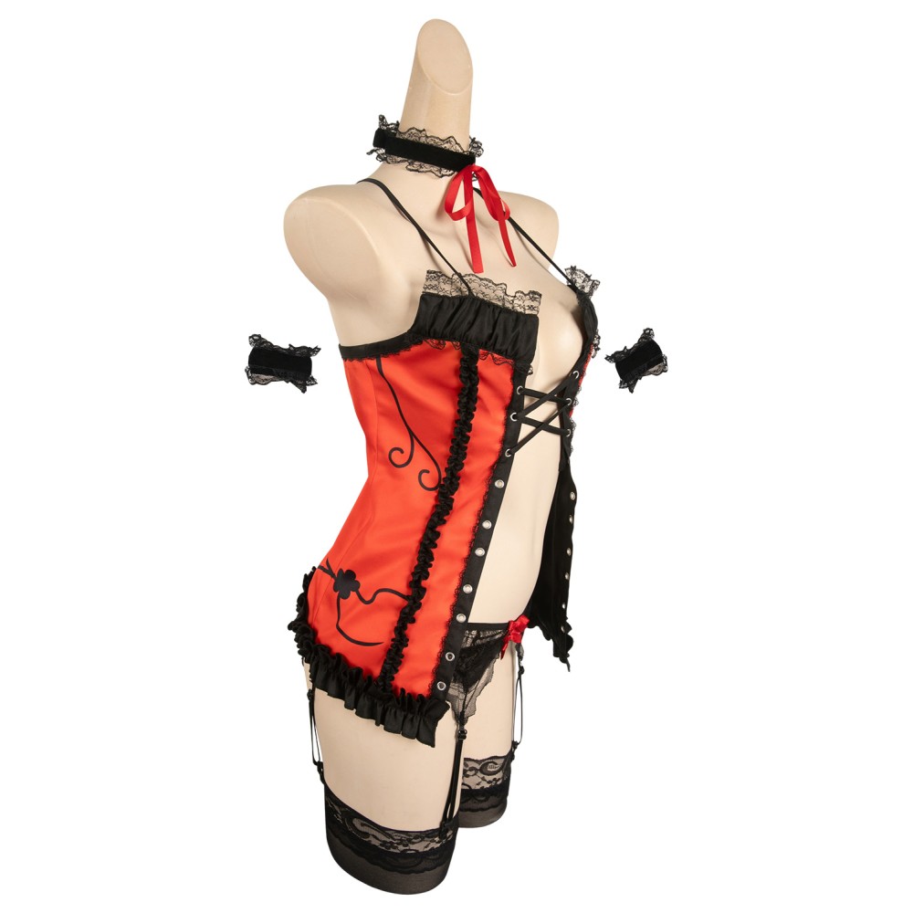 Date A Live Kurumi Tokisaki Sexy Red Set Suit Cosplay Costume Halloween Carnival Outfit