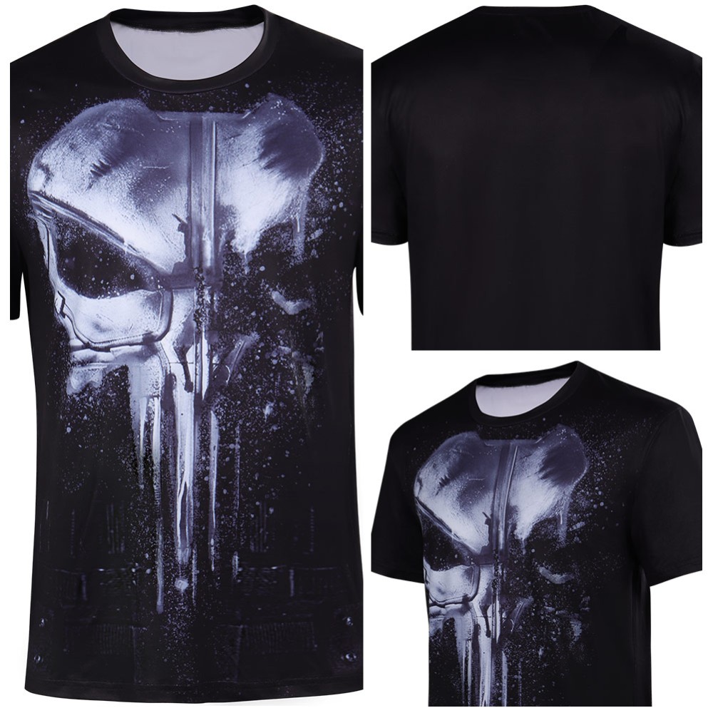 Daredevil Punisher Frank Castle T-Shirt Party Suit Cosplay Costume Halloween Carnival Outfit