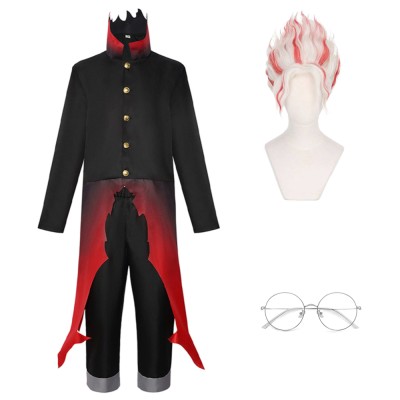 Dandadan Okarun Black Red Coat Cosplay Costume Halloween Carnival Outfit