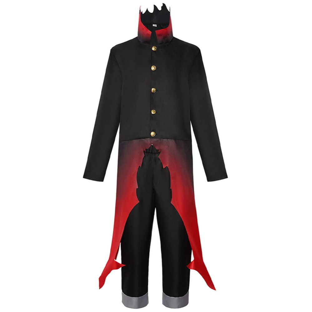 Dandadan Okarun Black Red Coat Cosplay Costume Halloween Carnival Outfit