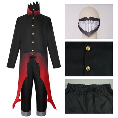 Dandadan Okarun Black Red Coat Cosplay Costume Halloween Carnival Outfit