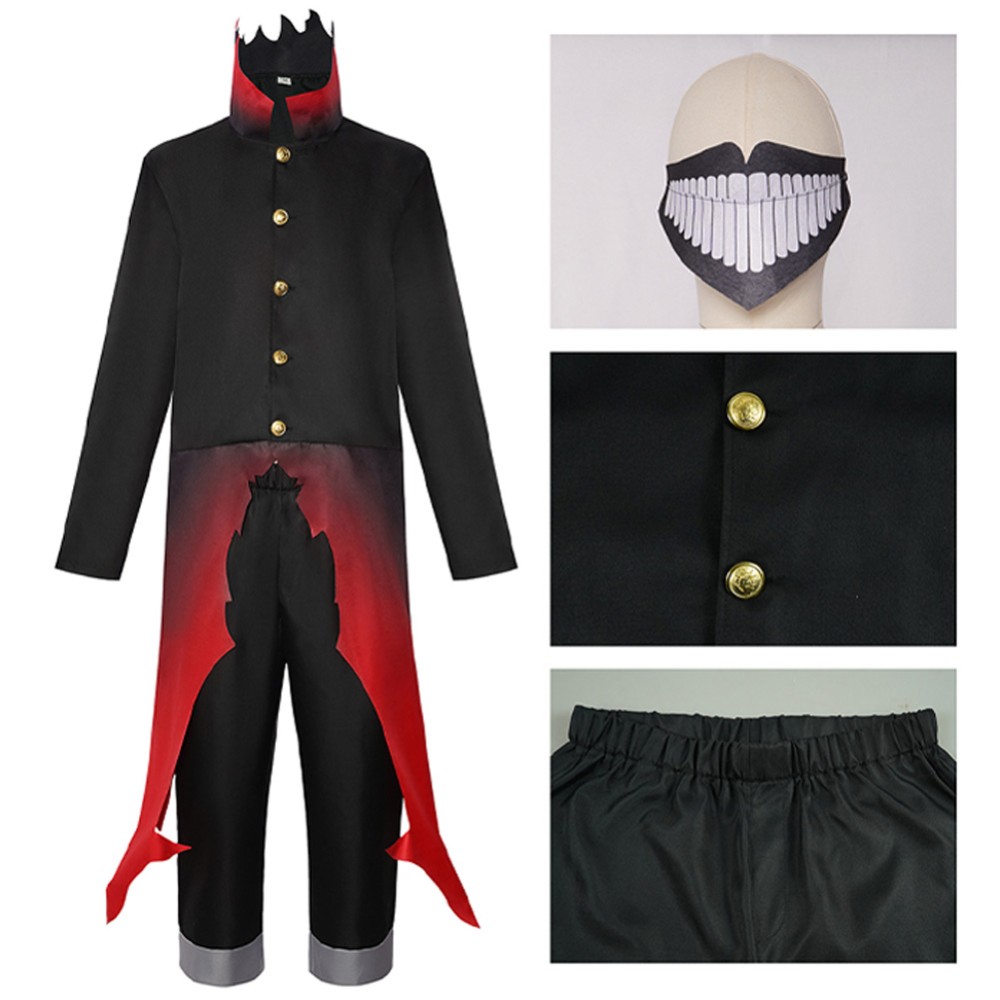 Dandadan Okarun Black Red Coat Cosplay Costume Halloween Carnival Outfit