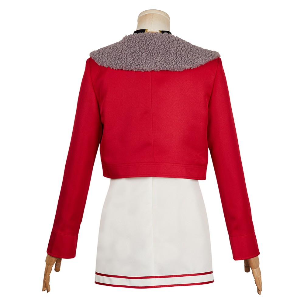 Dandadan Momo Ayase Red Coat Dress Cosplay Costume Halloween Carnival Outfit