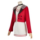 Dandadan Momo Ayase Red Coat Dress Cosplay Costume Halloween Carnival Outfit